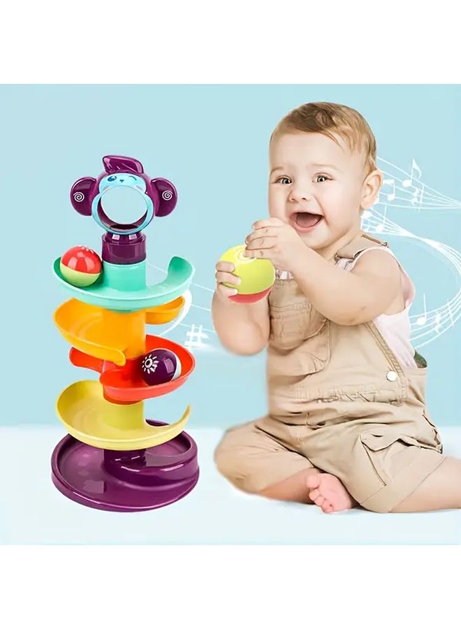 5 Layers Marble Tower Track With 2 Balls Edutainment Rolling Spinner Learning Toy - Image 5